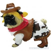 Pugnacious Mopshond Cowgirl Hond Beeld